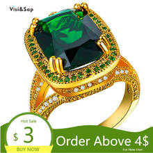 Женское кольцо Visisap, большие кольца из синего Sapphira золотого цвета, Прямая поставка с фабрики, B1100 2024 - купить недорого