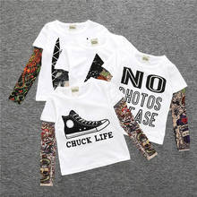 Hip Hop Style Baby T-Shirt Cartoon Print O-neck Children Bottoming Shirt Stitching Tattoo Long Sleeve Top Kids For Boys Girls 2024 - buy cheap