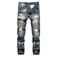 Мужские джинсы в стиле ретро Gersri, прямые обтягивающие джинсы с дырками, фирменные дизайнерские штаны для мужчин 2024 - купить недорого