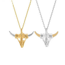 Buffalo Skull Necklace Pendant Choker Collar Stainless Steel Chain Bull Necklace For Women Jewelry Collar Mujer 2024 - buy cheap