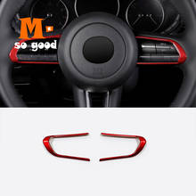 Cubierta de marco de botón de volante de coche, pegatina embellecedora de ABS, estilo rojo para Mazda CX-30 2019 2020, accesorios interiores 2024 - compra barato