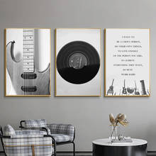 Vinyl Records Canvas Painting Black and White Vintage Music Guitar Posters and Prints Wall Pictures for Living Room Home Decor 2024 - buy cheap