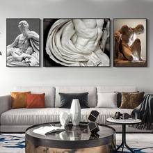 Черно-белая мужская леди скульптура мышц холст художественные плакаты и нюдовые принты настенные художественные картины для гостиной домашний декор 2024 - купить недорого