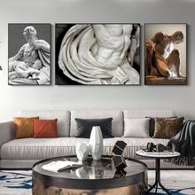 Escultura muscular de hombre y mujer, carteles artísticos en lienzo e impresiones Nude, imágenes artísticas de pared para decoración del hogar de la sala de estar en blanco y negro 2024 - compra barato