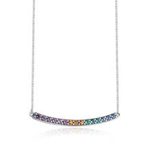 Multi-Colored Curved Bar Necklace 100% 925 Sterling Silver Jewelry Necklaces for Women Crystal Choker Girl Necklace Jewelry 2024 - buy cheap