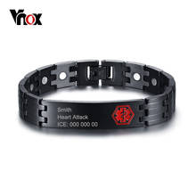 Vnox Free Engraving Medical Alert ID Bracelet for Men Bangle Health Care Energy Stainless Steel Male Jewelry 2024 - buy cheap