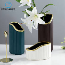 Роскошная керамическая ваза Strongwell, гидропонная совмещенная ваза для цветов, настольные изделия, Европейский Декор для дома, свадебные подарки 2024 - купить недорого