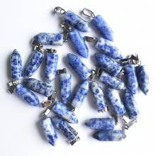 Wholesale 50pcs/lot 2020 fashion good quality Natural Sodalite stone hexagonal pillar charms pendants fit necklace making free 2024 - buy cheap