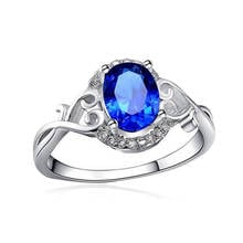 Anillos románticos de cristal azul en forma de huevo para mujer, joyería de compromiso de boda con diamantes de imitación de zirconia, regalos de San Valentín 2024 - compra barato