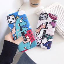 For iPhone12 11Pro max Novelty Cartoon Dino Animal Stand Holder Phone Case Xsmax XR 6s 78plus SE2020 Cover Body Shell Protection 2024 - buy cheap