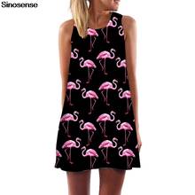 Women Summer Flamingo Dress 3D Print Vintage Boho Beach Party Mini Dresses Casual Sleeveless Tunic Tank Loose Chiffon Dress 2024 - buy cheap