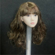 New 1/6 Brown Curly Hair Female Head Carving Little Girl Student Child Head Model in stock items 2024 - buy cheap