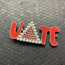 Fashion Greek society red DELTA sorority VOTE enamel metal brooch rhinestone jewelry pin 2024 - buy cheap