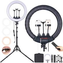 Fosoto-anel de luz fotográfica de led com tripé remoto, para câmera de celular e vídeo em estúdio, 22/18 k-3200 k 2024 - compre barato