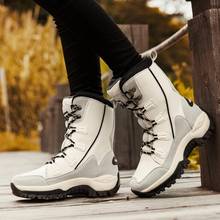 Sooneeya-Botas de nieve de piel para mujer, zapatos de escalada de fondo grueso suave, impermeables, con plataforma, talla 42 2024 - compra barato