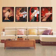 Pintura de parede abstrata para sala de estar, decoração retrô nostálgica com barra de música, sem moldura 2024 - compre barato