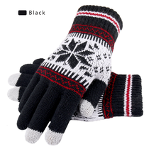 Женские шерстяные вязаные перчатки, теплые зимние перчатки унисекс с узором в виде снежинок и пальцами для сенсорных экранов, 2020 2024 - купить недорого