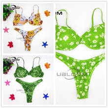New Sexy Underwired Push Up Bikini Set Women Triangle Brazilian Swimwear Ruched Biquini Floral Printed Bathing Suits Beach Wear 2024 - buy cheap