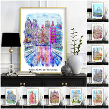 World City Travel Poster, Germany Buildings Landscape Poster, Netherlands Amsterdam Wall Art, Spain Barcelona Print Art Decor 2024 - buy cheap