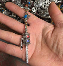Colgante de plata tibetana de bolsillo con cuerda, estatua, rueda de oración, Envío Gratis 2024 - compra barato