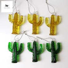 6pcs Decorative Figurine Miniature glass cactus ornament ins style Home garden hanging decoration handmade murano glass Pendant 2024 - buy cheap