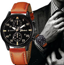 Часы наручные мужские кварцевые в стиле милитари, роскошные брендовые, с кожаным ремешком, спортивные 2024 - купить недорого