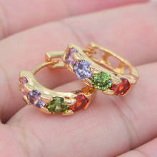 Женские серьги-кольца с фианитом, золотистого цвета 2024 - купить недорого