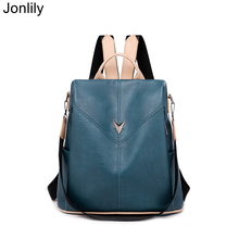 Jonlily mochila de couro pu antifurto, feminina, fashion, de alta capacidade, bolsa transversal elegante para adolescentes-kg345 2024 - compre barato
