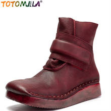 TOTOMELA 2022 New nature genuine leather boots women vintage ankle boots top quality cow leather retro casual ladies boots 2024 - buy cheap