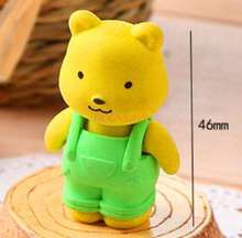 Creative cartoon stationery supplies removable three-dimensional bear cute eraser elementary school stationery 2024 - buy cheap