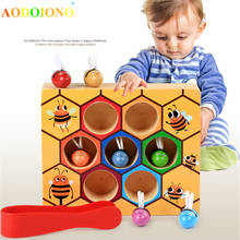Montessori Educational Industrious Little Bees Wooden Toys for Kids Interactive Toys Beehive Game Board for Children Funny Toys 2024 - buy cheap