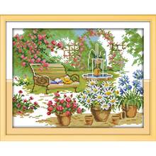 Joy Sunday Beautiful Garden View Cross Stitch Kits Bird Series Printed Chinese Embroidery Needlework Decorations for Home Cotton 2024 - buy cheap