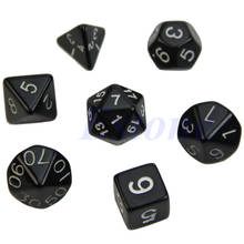 7pcs Black Sided Die D4 D6 D8 D10 D12 D20 RPG Poly Dice Game 62KF 2024 - buy cheap