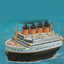 MOE-001Mini Titanic Royal Cruise Q Edition Mail Ship Model Assembly Kit With Wooden Deck Boat Hobby Building Kits DIY 2024 - buy cheap