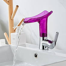 Смеситель для умывальника, смеситель для ванной комнаты с одной ручкой, смеситель для раковины, современный смеситель для ванной, водопроводный кран из латуни, фиолетовый HY-1714 2024 - купить недорого