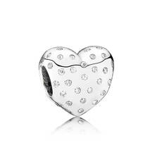 Berloque de prata esterlina 925 autêntica brilhante coração pingente estiloso para mulheres pulseira pandora bracelete presente joias faça você mesmo 2024 - compre barato