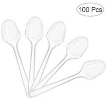 100PCS Mini Transparent Plastic Spoons Disposable Flatware Spoons For Jelly Ice Cream Dessert Appetizer 2024 - buy cheap