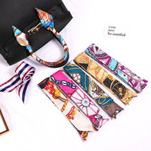AMYO-bufanda larga de seda satinada para bolso de mujer, pañuelo con asa estampada, cintas pequeñas y largas para bolso 2024 - compra barato