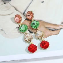 Dvacaman New Design Geometric Round Rhinestone Tassel Long Drop Earrings for Women Crystal Jewelry Fashion Accessories Wholesale 2024 - buy cheap