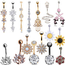 1pc Crystal  Sexy Dangling Navel Belly Button Rings Belly Piercing Surgical Steel 14g Woman Body Jewelry Barbell 2024 - buy cheap