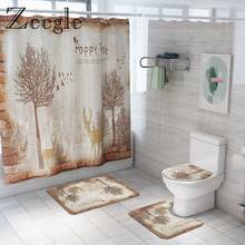 Alfombrilla de baño con estampado de árbol feliz, juego de cortina de ducha, alfombras de inodoro, alfombra de baño, alfombrilla antideslizante 2024 - compra barato