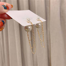 Fashion Retro Double Sided Simulated Pearl Long Chain Tassel Earrings for Women Ear Cuff Wrap Earring In Jewelry Gifts 2024 - buy cheap