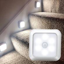 New PIR Body Motion Sensor Activated Battery Night Light 6 LEDs Cabinet Light Wall Lamp for Home bedside Stairs Kitchen lighting 2024 - купить недорого