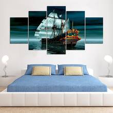 Современный Настенный декор, плакат с HD печатью, 5 панелей, корабль, холст, живопись, картины на приправа, плакаты на стену для гостиной 2024 - купить недорого