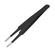 Anti-static Flat Square Tip Stainless Steel Straight Tweezers 4.7" Long Black 2024 - buy cheap