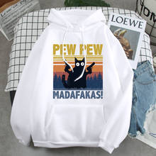 Pew Madafakas-Sudadera con capucha para hombre, con estampado de dibujos y letras de gato, estilo Hip Hop Vintage, otoño 2024 - compra barato