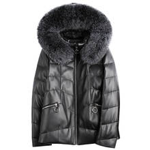 Chaqueta de piel auténtica para Mujer, abrigo con cuello de piel de zorro, 100%, invierno, 8603 2024 - compra barato
