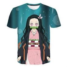 Camiseta con estampado 3D de Anime Demon Slayer para hombre y mujer, ropa de calle de gran calidad Harajuku, informal, cuello redondo, Tops de gran tamaño de verano 2024 - compra barato