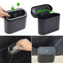 Auto Interior Trash Bin Hanging Vehicle Garbage Dust Case Storage Box Black Abs Square Pressing Type Trash Can Car Accessories 2024 - buy cheap