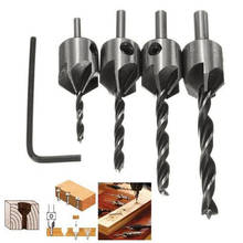 4pcs HCS 5 Flute Drill Bit Wood Countersink Drill Set Carpentry Reamer Woodworking Chamfer End Milling Wood Tool  3mm-6mm 2024 - buy cheap